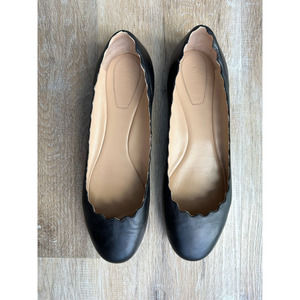 Chloe Lauren Scalloped Ballerina Flats Black 38.5